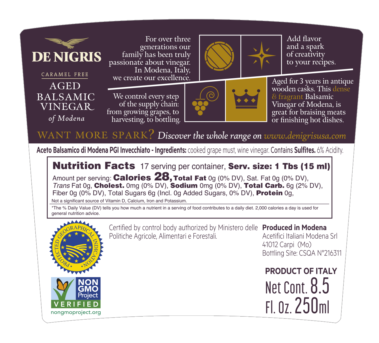 Dense & Fragrant Balsamic Vinegar of Modena - High Density