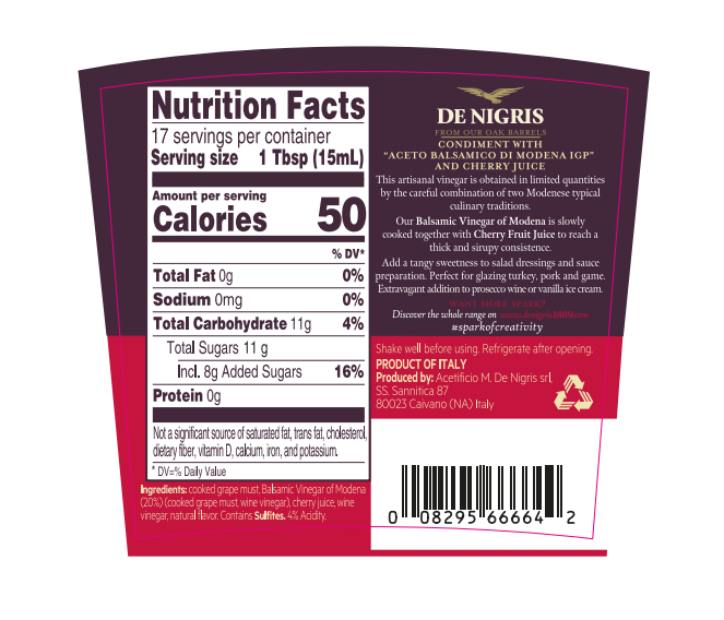 Dark Cherry Sweet Vinegar with Balsamic Vinegar of Modena