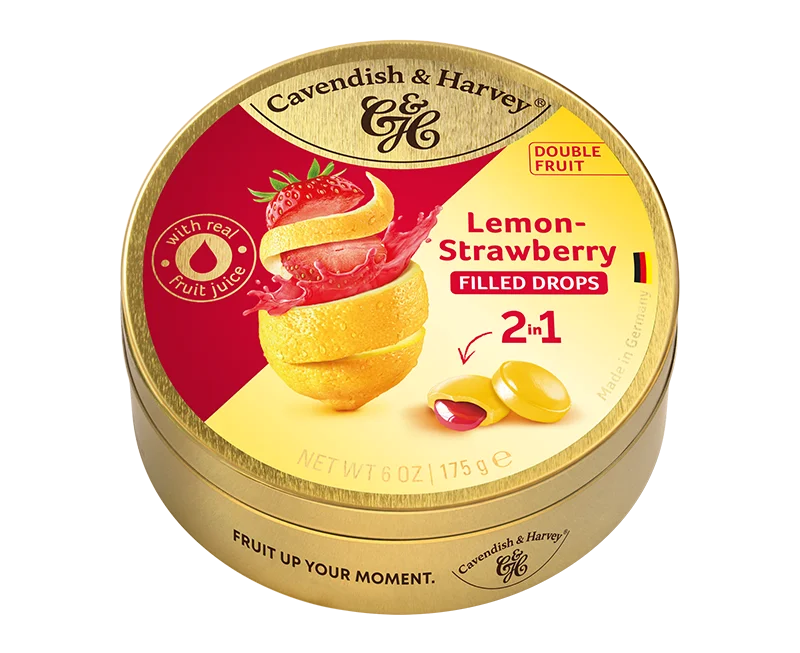 Double Fruit Drops – Lemon with Strawberry Filling, 175g