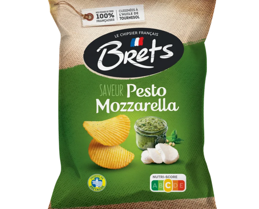 Brets wavy chips with Pesto Mozzarella flavor