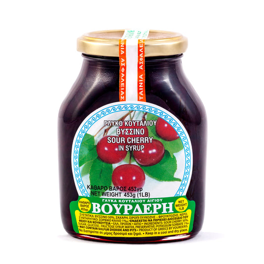 Vourderis Sour Cherry Preserves 1lb Jar