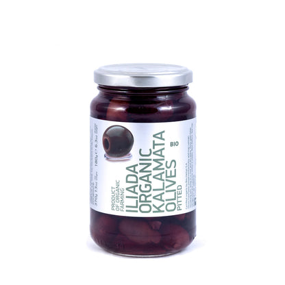 Iliada Organic Pitted Kalamata Olives 370g Glass Jar