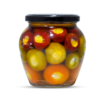 Mix cherry peppers stuffed with cream cheese