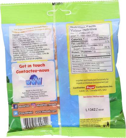 Squashies, Soft & Chewy Marshmallow Easter Candy, Orange and Pineapple Flavour, 160 grams