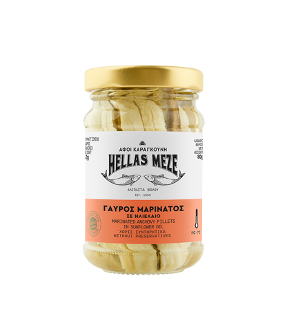Marinated anchovy fillets in sunflower oil