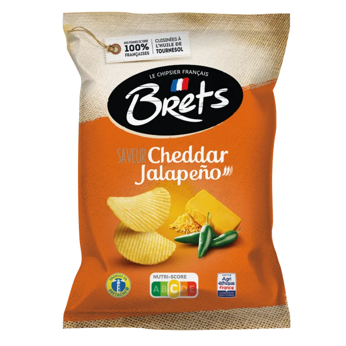 Brets wavy chips with cheddar and Jalapeño flavor