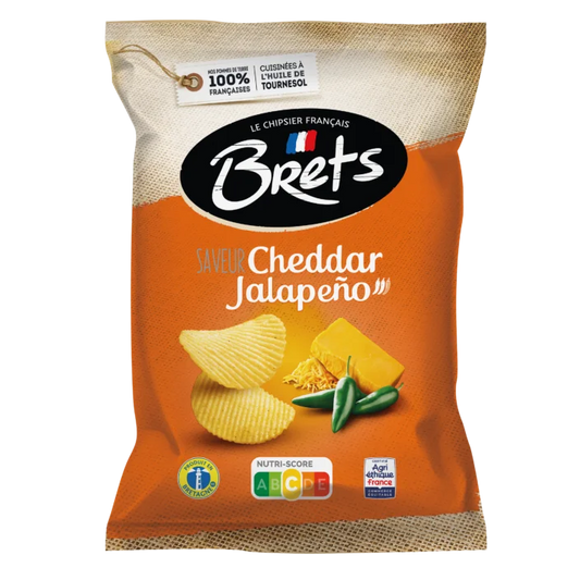 Brets wavy chips with cheddar and Jalapeño flavor