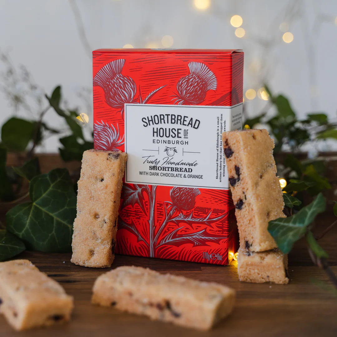 170g Box of Truly Handmade Shortbread Fingers with Dark Chocolate & Orange