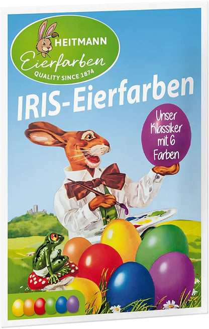 Heitmann Eierfarben - Iris Egg Colours - 6 Hot Dye Tablets - Yellow, Orange, Red, Purple, Green, Blue