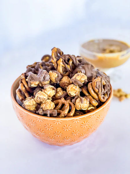 Chocolate Popcorn Peanut Butter Caramel Corn Crunch