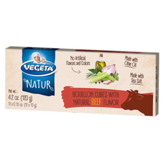 Vegeta Natur Bouillon Cubes with Natural Beef Flavor -120 g( 12 cubes)
