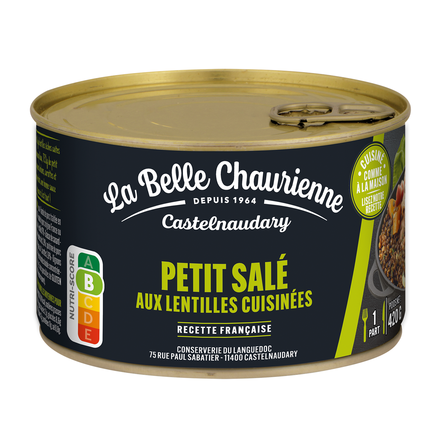 Salted pork with cooked lentils
