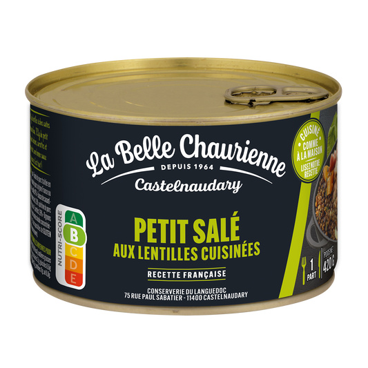 Salted pork with cooked lentils