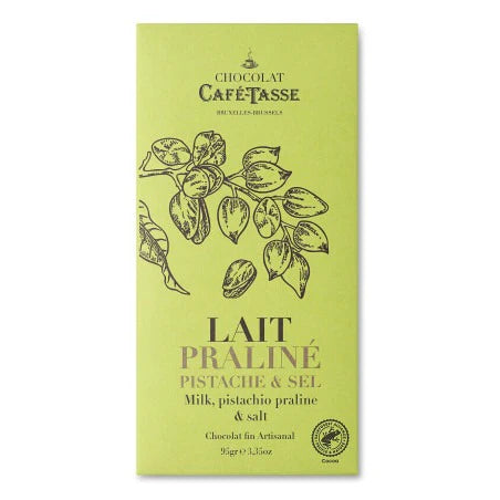 CAFE-TASSE Chocolate Bars, 95g - Milk w/Pistachio Praline