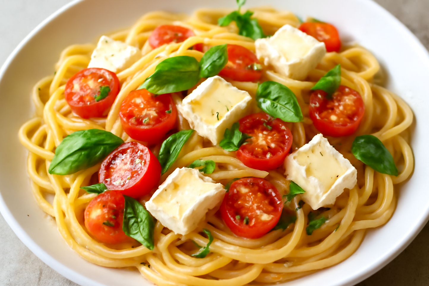 Linguine with Tomatoes Basil and Brie